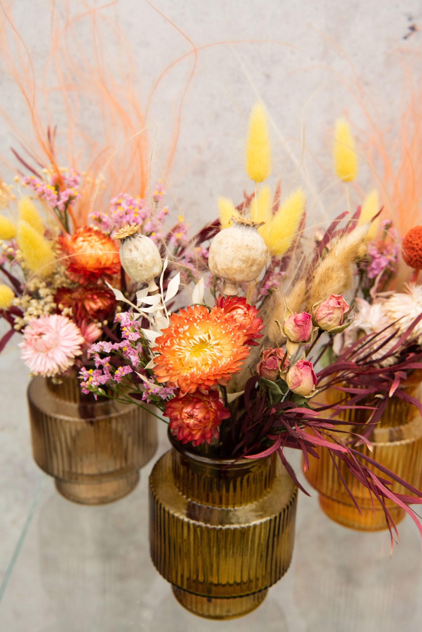 MIXED BOTTLES WITH DRIED FLOWERS