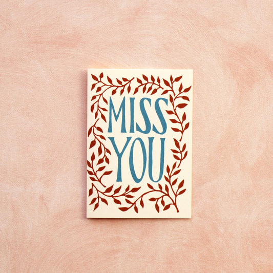 MISS YOU CARD - COCOA AND TURQUOISE